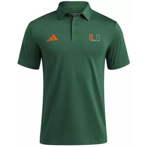 adidas Men's Miami Hurricanes Green Ultimate365 Mesh Polo Size XL University